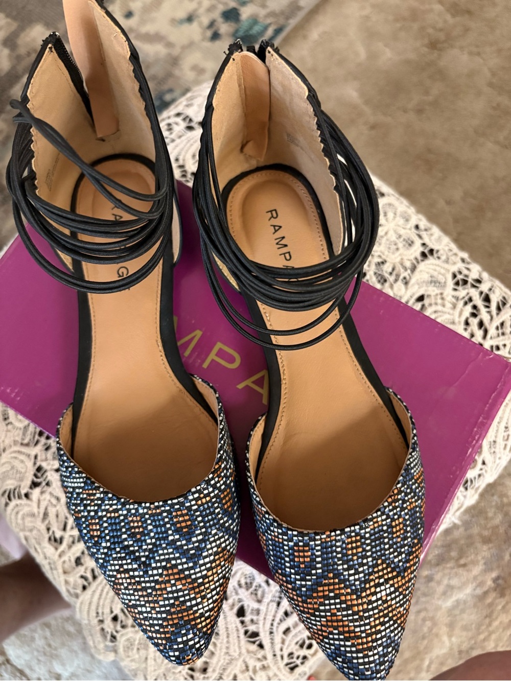 Rampage Cinna Blue Heels with D'Orsay Cutout - Picture 2 of 6